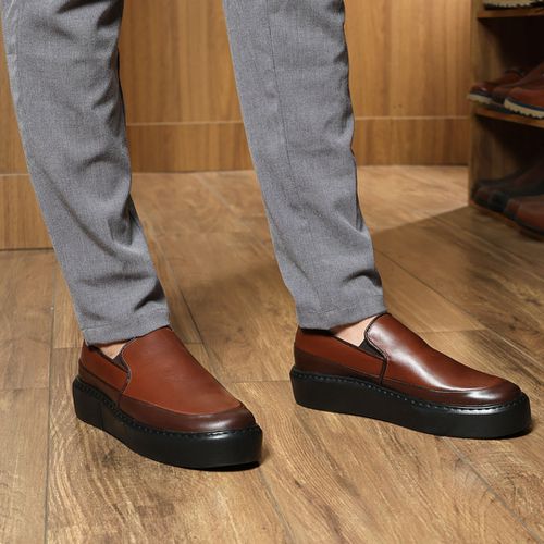 Sapato Masculino Couro Legítimo Sola Alta 6cm Mour... - ROTA SHOES