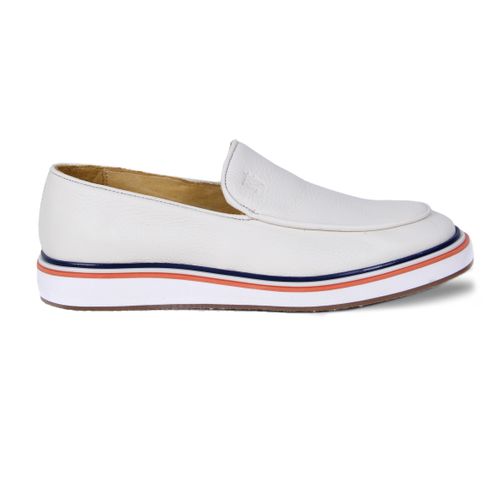 Sapato Masculino Esporte Fino Couro Legítimo Loafer Milão Off White