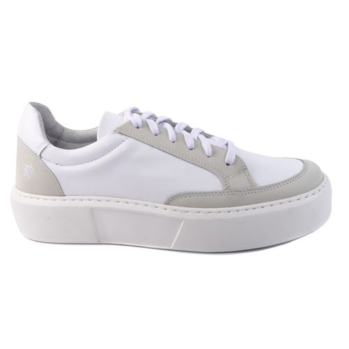 Sapato Masculino Couro Legítimo Sola Alta 6cm Everest Bari Branco c/cinza