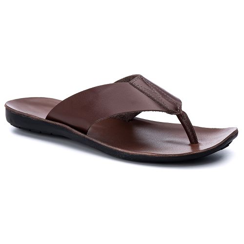 Chinelo masculino couro legítimo café - r13