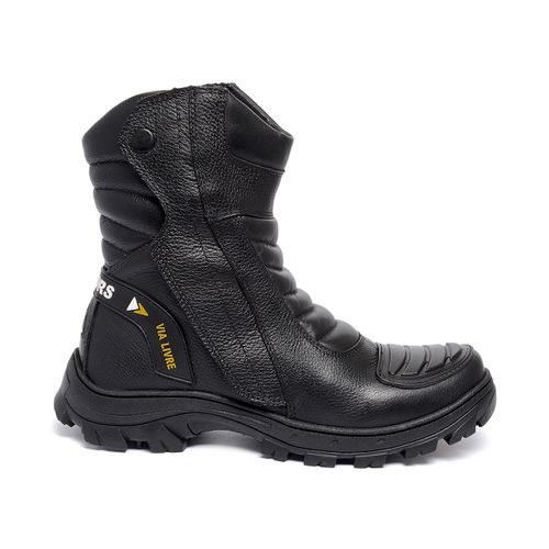 Bota Coturno Couro Legítimo Preto Masculina Advent... - ROTA SHOES