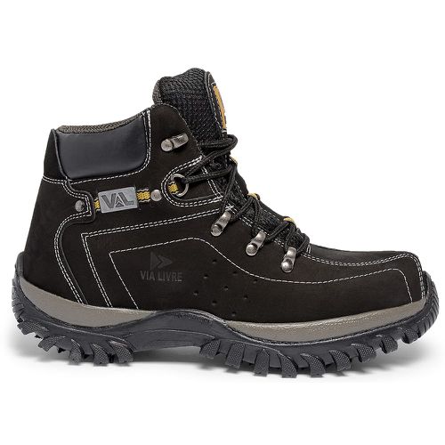 Bota Coturno Couro Legítimo Preto Masculina Adven... - ROTA SHOES