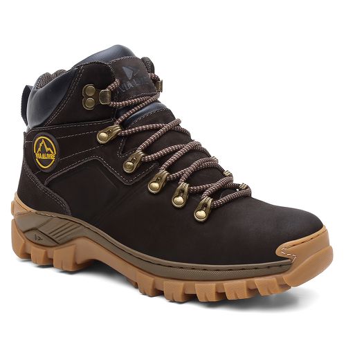 Bota Coturno Cano Médio Couro Legítimo Toronto Caf... - ROTA SHOES