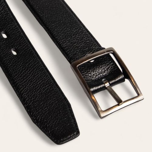 Cinto Casual Dupla Face Com Costura Lateral Preto Com Café 