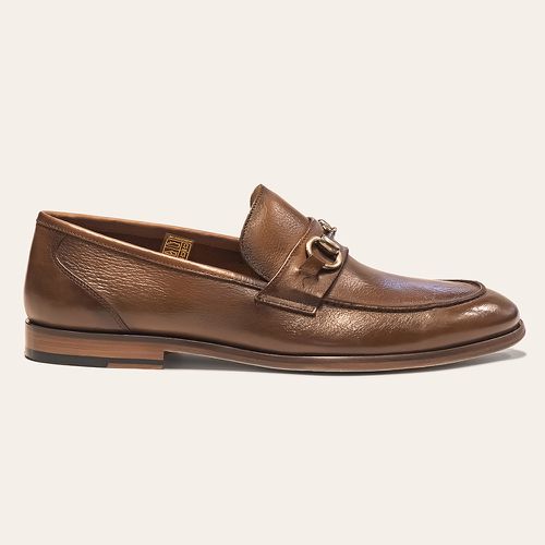 Sapato Casual Loafer Com Bridão Na Gravata Whisky 