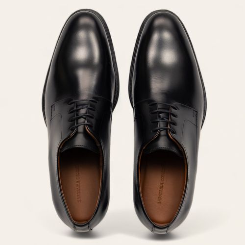 Sapato Social De Amarrar Liso Preto 