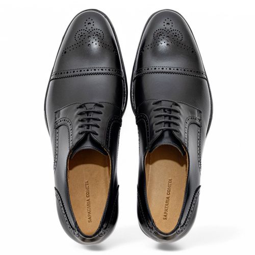 Sapato Social Derby Full Brogue Preto 