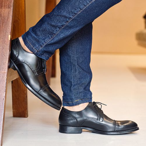 Sapato Social Derby Full Brogue Preto 