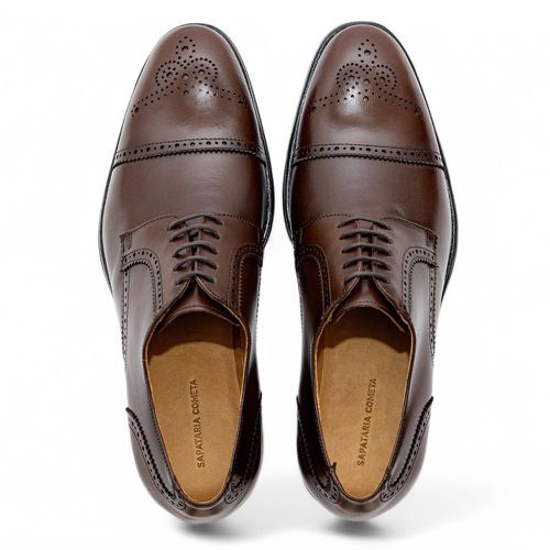 Sapato Social Derby Full Brogue Tostado
