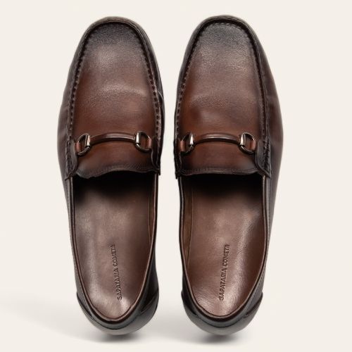Sapato Mocassim Com Bridão Castanho