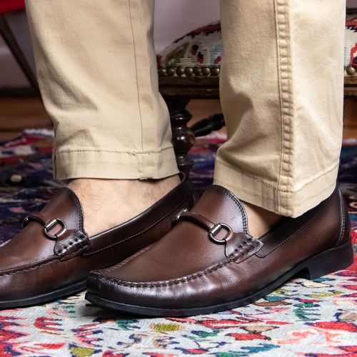 Sapato Mocassim Com Bridão Castanho