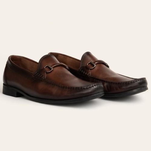 Sapato Mocassim Com Bridão Castanho