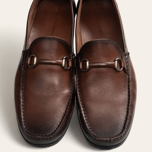 Sapato Mocassim Com Bridão Castanho