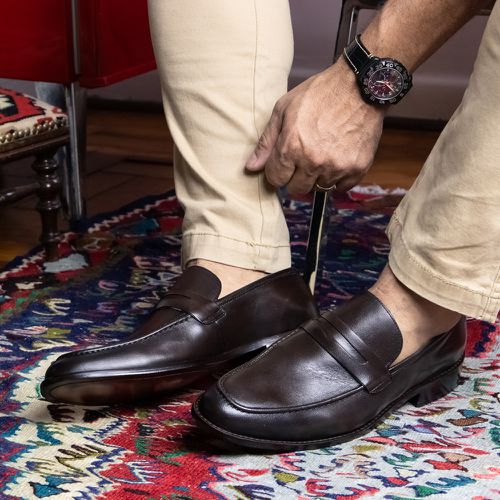 Sapato Social Penny Loafer Café