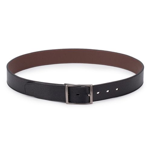 Cinto Casual Dupla Face Com Costura Lateral Preto Com Café 