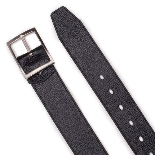 Cinto Casual Dupla Face Com Costura Lateral Preto Com Café 