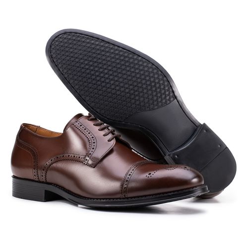 Sapato Social Derby Full Brogue Tostado