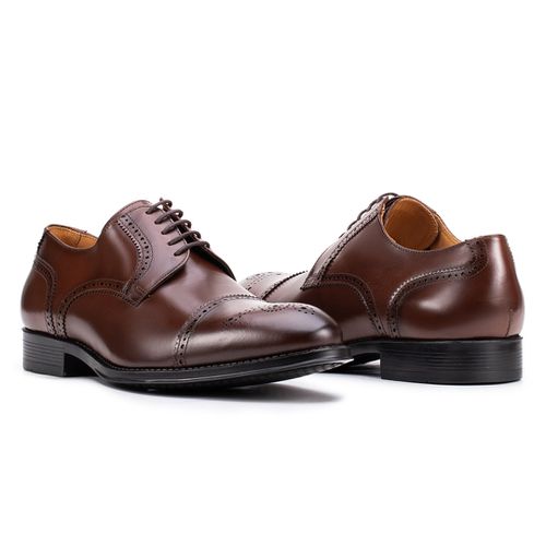 Sapato Social Derby Full Brogue Tostado