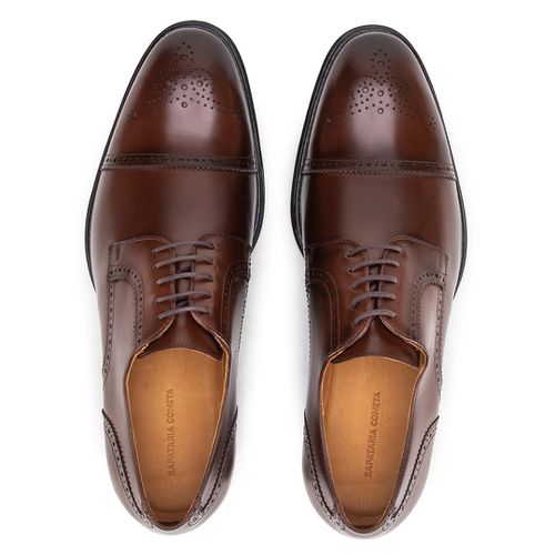 Sapato Social Derby Full Brogue Tostado