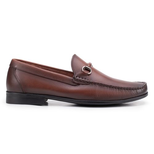 Sapato Mocassim Com Bridão Castanho