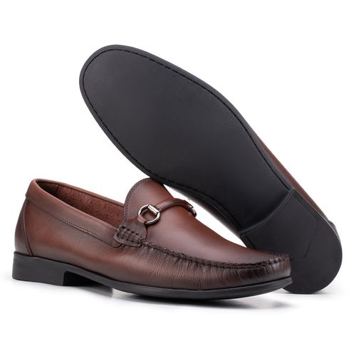 Sapato Mocassim Com Bridão Castanho