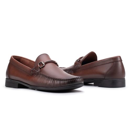 Sapato Mocassim Com Bridão Castanho
