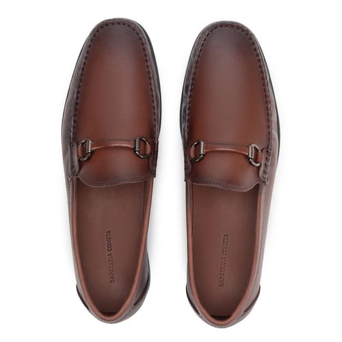Sapato Mocassim Com Bridão Castanho