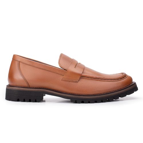 Sapato Casual Penny Loafer Tratorado Tan
