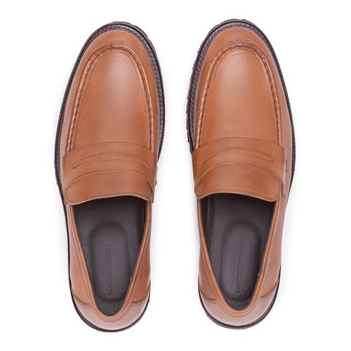 Sapato Casual Penny Loafer Tratorado Tan