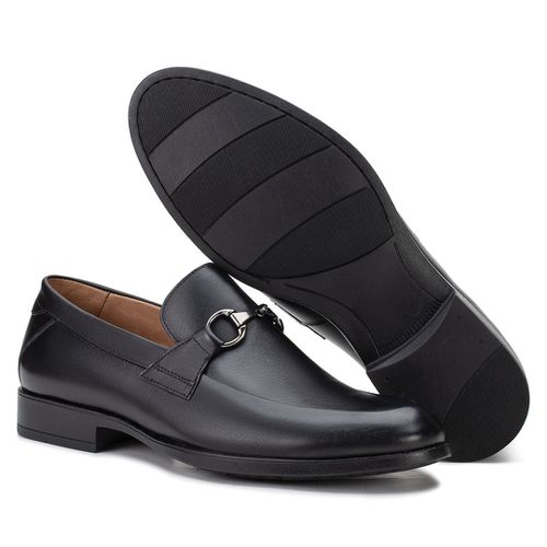 Sapato Social Loafer Com Bridão Preto