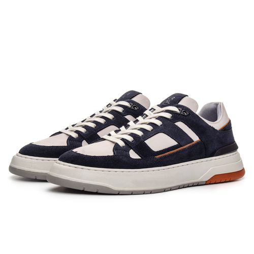 Tênis Casual Charles em Couro Marinho - Coronello
