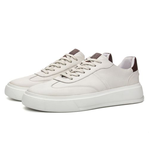 Tênis Casual Hugo em Couro Off White - Coronello