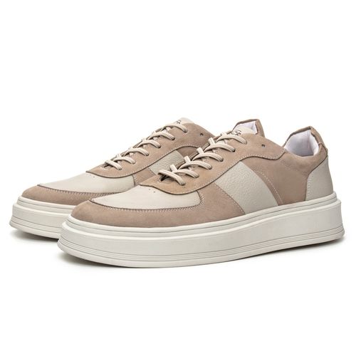 Tênis Casual Edward em Couro Areia - Coronello