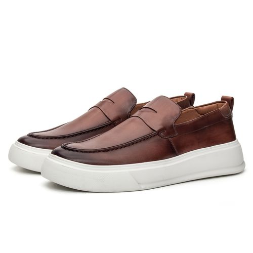 Mocassim Casual Theo em Couro Havana - Coronello