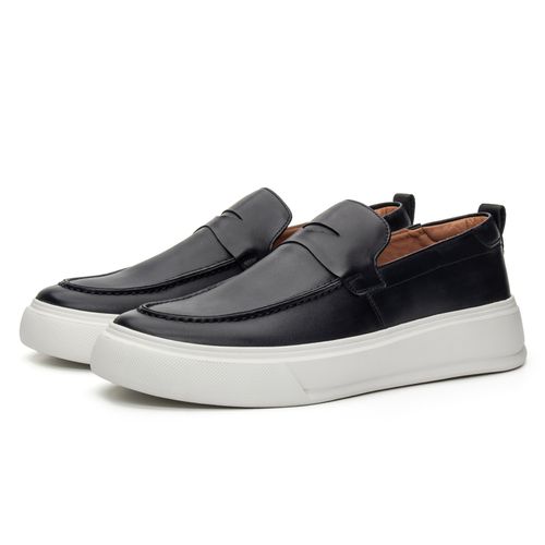 Mocassim Casual Theo em Couro Preto - Coronello