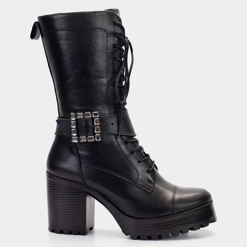 Bota Coturno Plataforma Salto tratorado Carina em ... - SBSHOES