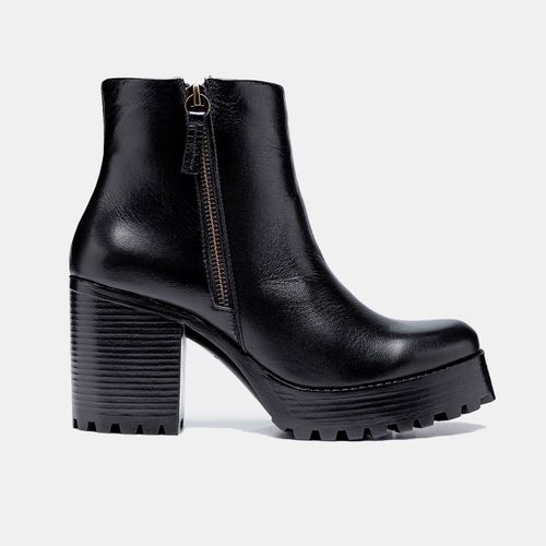 Bota Coturno Paola Plataforma Salto tratorado Pret... - SBSHOES