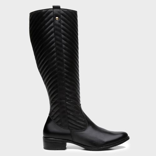 Bota Feminina Montaria Valentina em Couro Preto - ... - SBSHOES