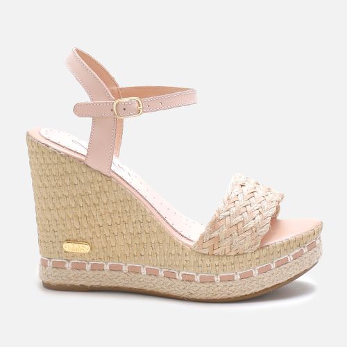 Sandália Anabela Aurora em Couro Nude - 3227-nude - SBSHOES