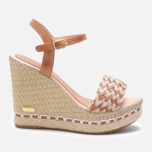 Sandália Anabela Aurora em Couro Whisky - 3227-wk... - SBSHOES