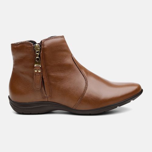 Bota Feminina Flat Carola Em Couro Caramelo - 240 - SBSHOES