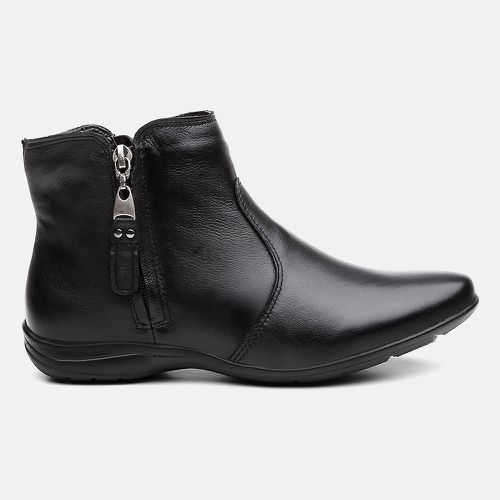 Bota Feminina Flat Carola Em Couro Preto - 240B-p... - SBSHOES