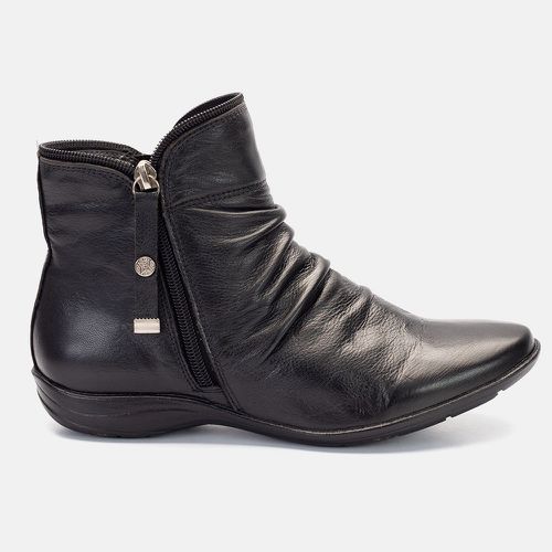 Bota Feminina Flat Helena Em Couro Preto - 258B-p... - SBSHOES