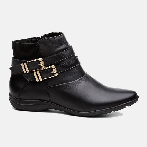 Bota Feminina Flat Ayla em Couro Preto - 295B-pto - SBSHOES