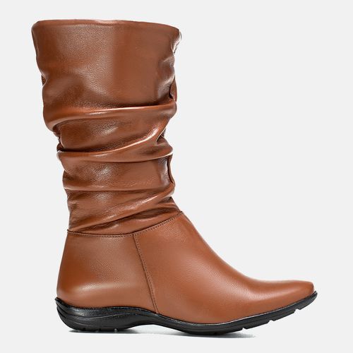 Bota Feminina Cano Médio Enrugado Vittoria em Cour... - SBSHOES