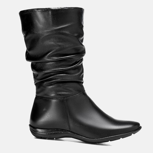 Bota Feminina Cano Médio Enrugado Vittoria em Cour... - SBSHOES