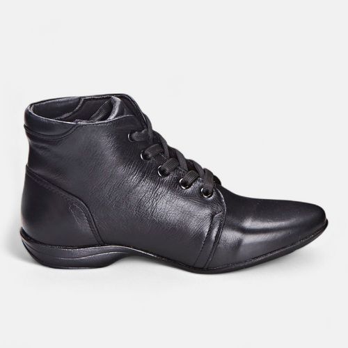 Bota Feminina Flat Martina Em Couro Preto - 225B-... - SBSHOES
