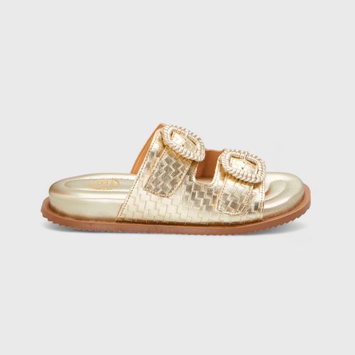 Sandália Papete Feminina Clarisse Confort Ouro Lig... - SBSHOES
