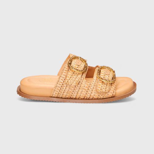 Sandália Papete Feminina Maia em Ráfia Nude - BK30... - SBSHOES