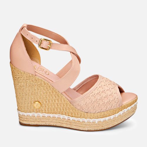 Sandália Anabela Anna em Couro Nude - 3207-nude - SBSHOES